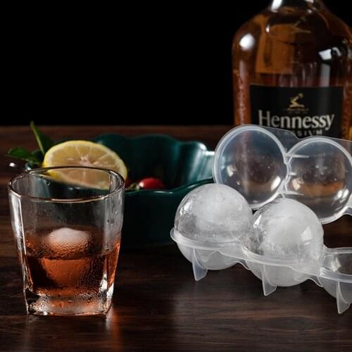 4-hole Ice Box Maker Round Ice Hockey Mold Ice Tray Mold Ice Maker Silicone Ice Ball Maker Whiskey Homemade Mold Bar Cube Tray