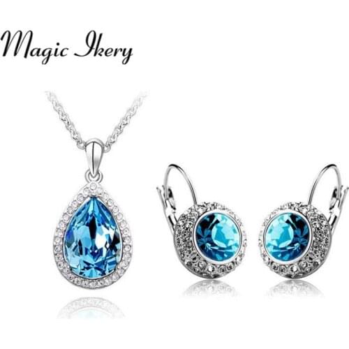 Magic Ikery Gold Color Crystal design Round Moon river Crystal Jewelry Sets Wholesales Fashion Jewelry for women MKZ1009