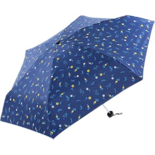 Flower UV Fresh Small Flowers Pattern 5-Folding Rainy Mini Pocket Umbrella for Women Anti-UV Small Parasol Umbrellas