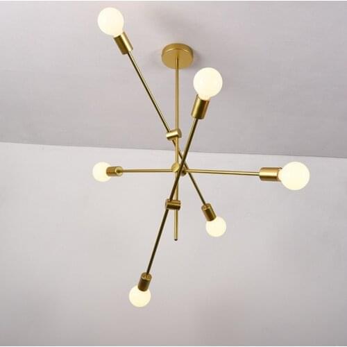 Brushed Brass sputnik lighting fixtures Home LED modern metal Nordic postmodern hanging Lamp lustre