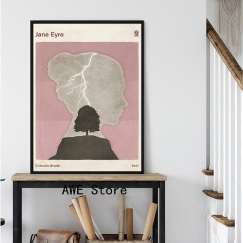 Charlotte Brontë "Jane Eyre" Minimalist Literary Poster Classic Book Cover Canvas Painting Prints Gifts for Librarian Wall Decor
