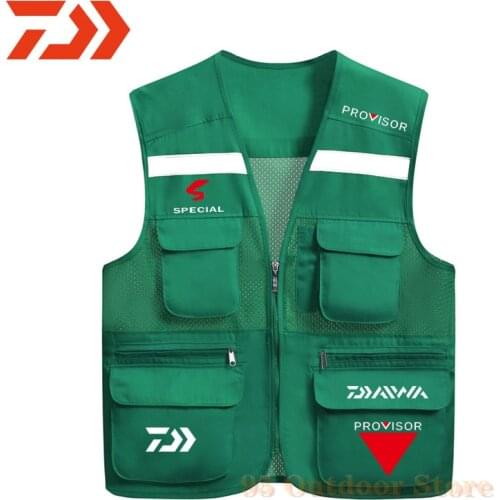 Daiwa 2021 New Outdoor Fishing Vests Quick Dry Breathable Multi Pocket Mesh Jackets Photography Hiking Vest Army Fish Vest