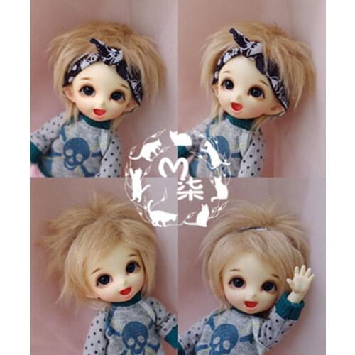 New 1/12 3-4 inch 9-10cm 1/8 4-5 inch 12cm 14cm BJD Plush fabric wig khaki Wig ForPukiFee lati Antiskid BJD Doll Wig