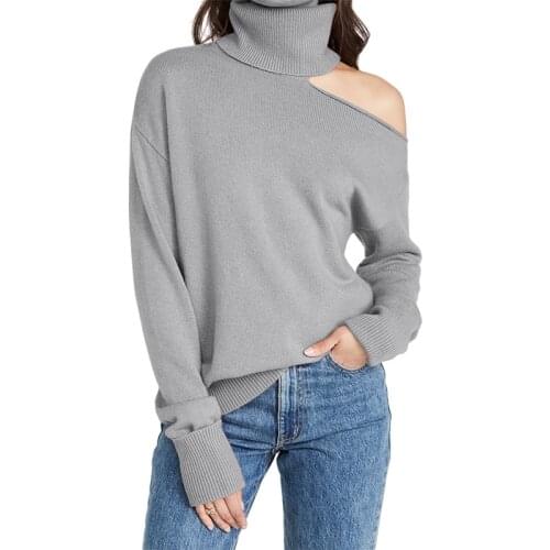 Autumn Winter Turtleneck Sweater Women Off Shoulder Sexy Sweater Female Pull Femme Sexy Long Sleeve Loose Jumper Women
