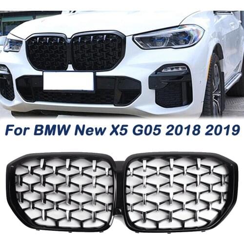 A Pair Black Silver Front Kidney Grille For BMW New X5 G05 2018 2019 Grille Front Bumper Grill Car Styling