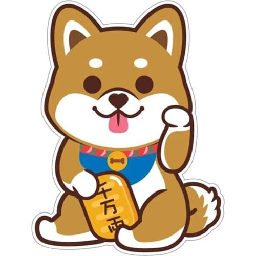B0157 Self-adhesive Decal Lucky Shiba Inu Dog Pet Animal Car Sticker Waterproof Auto Decors on Bumper Rear Window