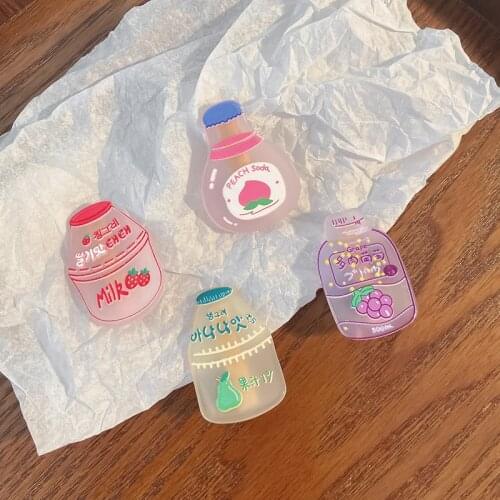 Plastic Frosted Hairpin Pear Peach Grape Strawberry Drink Cartoon Hair Accessories Girly Student Summer Fresh Hair Accessories