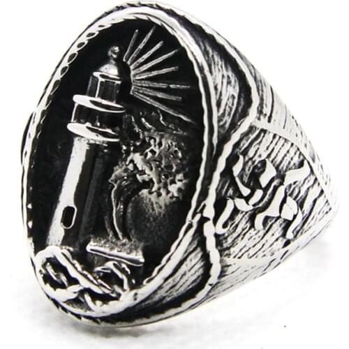Support Dropship Size 7-13 New Cool Lighthouse Ring 316L Stainless Steel Fashion Jewelry Sailor Ring