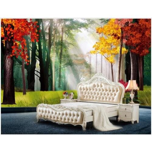 Custom photo wallpaper for walls 3 d murals Modern hand painted landscape oil painting trees forest leaves background wall paper