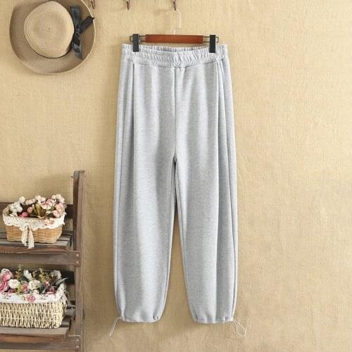 Plus Size Pants For Women XL-4XL In Autumn Wear Elastic Waist Casual Pants Drawstring Design On Legs Large Size Loose Trousers