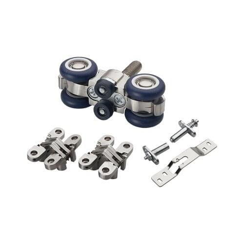 Zinc Alloy Folding Sliding Door Roller 70KG Bedroom Meeting Room Wood Door Hanging Wheels Foldng Cross Hinge For Furnitur