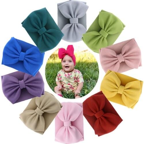 17 Colors Baby Girls Topknot Hair Band Cotton Fabric Bows Puff Headband Handtied Hair Bows Headband Children Girl Party Headwear