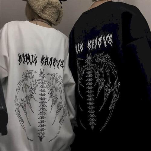 Oversized Crewneck Sweatshirt Dark BF Sweatshirt Women Hoodies Couple Loose Ins Korean Trend Printing Mid-length Tops Clothes