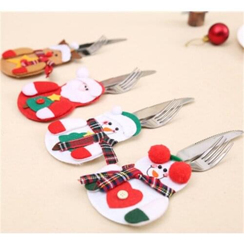1PC Home Merry Christmas Knife Fork Cutlery Bag Set Christmas Decorations for New Year Eve Xmas Party Decoration Craft Supplies