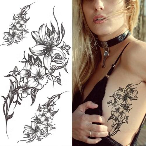 Waterproof Temporary Tattoo Sticker Flowers Leaf Plant Fake Tatoo Leg Back Belly Arm Flash Tatto Body Art for Women Men