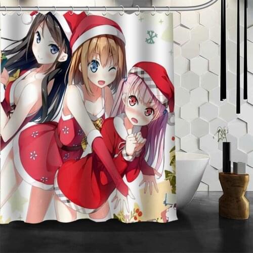 New Custom Christmas Anime Girl Shower Curtains Polyester Bathroom Waterproof Bath Curtain Size 150X180cm165X200cm180X200cm