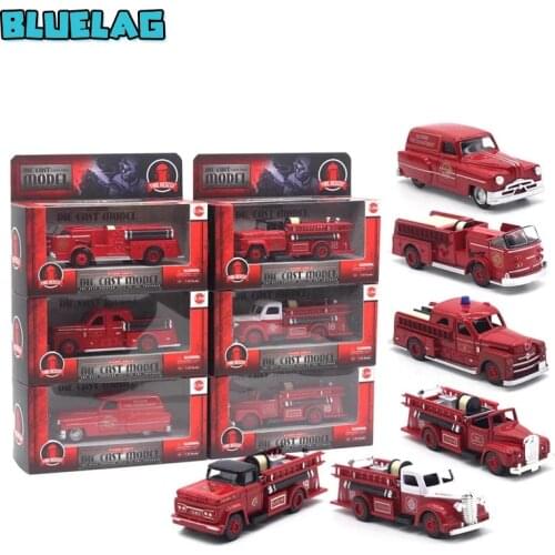 1:43 Retro Fire Truck Alloy Model Childrens Pull-back Toy Car Alloy Model Simulation Alloy Toy Car Children Gifts