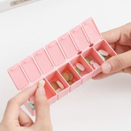 1Pcs Independent Lattice Drug Tablet Dispenser Portable Travel Pill Box Pill Case PP Weekly Medicine Storage 3Colors