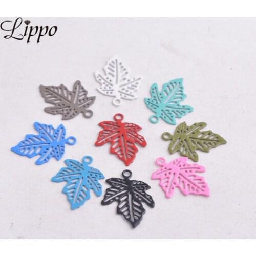 100pcs AC639 10mm*14mm Maple leaves Charms Earrings Pendant