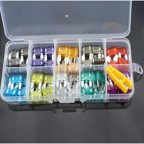 100pcs New mini Auto Automotive Car Boat Truck Blade Fuse Box Assortment 2A 3A 5A 7.5A 10A 15A 20A 25A 30A 35A