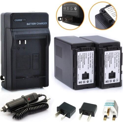 2Pcs 5800mAh VW-VBG6 VW VBG6 VWVBG6 Battery + Car Charger For Panasonic AG-HMC71MC AG-HMC43MC AG-HMC155 AG-HMC83MC AG-HMC-150CM