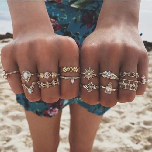 2021 Bohemian matching rings for women fashion jewelry bague femme anillos ring set bagues couple accessories anelli slytherin