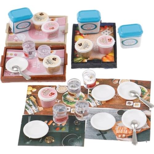 9pcs/set 1:12 Dollhouse Miniature Ice Cream Tray Set Kitchen Furniture Accessories Toy pretend Play Toy