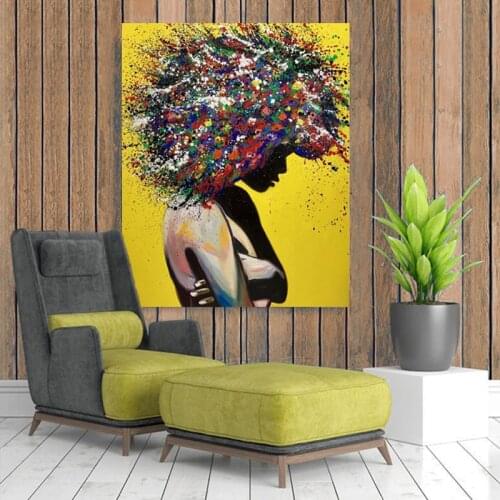 Abstract Graffiti Art African Girl Canvas Painting Wall Art Posters and Prints Wall Pictures for Living Room Home Wall Cuadros