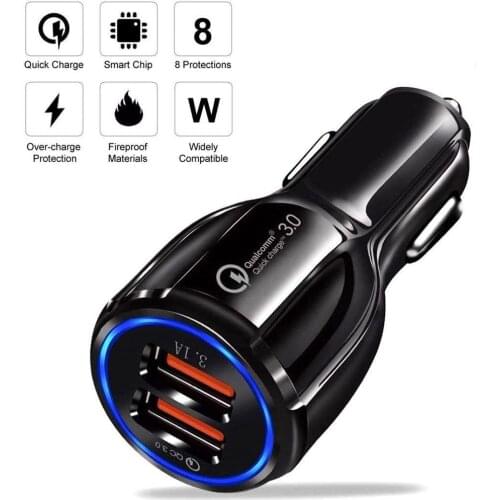 QC 3.0 Car Charger Quick Charge 3.0 Double USB Port Fast Car Charger Cigarette Lighter Power Supply for IPhone Ipad Smartphone