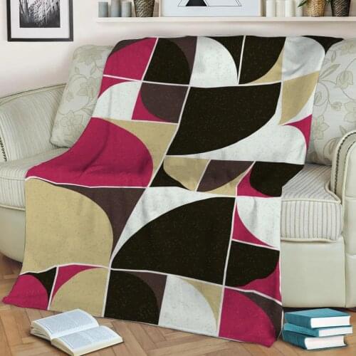 Abstract Geometric Pattern 3D Printed Velvet Plush Throw Fleece Blanket Bedspread Sherpa Blanket Home Decora