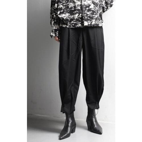 Mens pants loose size new fashion trend versatile casual solid color rope wide leg pants legged cool pants