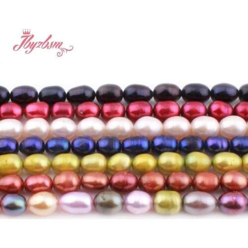 6-7mm Freefrom Mutil-Color Culture Freshwater Pearl Stone LooseBeads 14.5"For DIY Necklace Bracelet Jewelry Making,Free Shipping