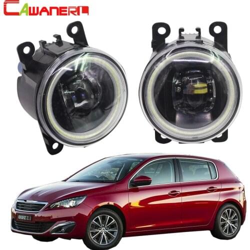 Cawanerl For Peugeot 308 2013-2018 Car H11 LED Bulb Fog Light Kit 4000LM Angel Eye Daytime Running Light DRL 12V High Bright
