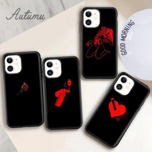 Red Doodles Aesthetics Quotes Phone Case for iPhone 11 12 Pro Max mini X XR XS SE 2020 5 6S 7 8 Plus Samsung S9 S10 Cover shell