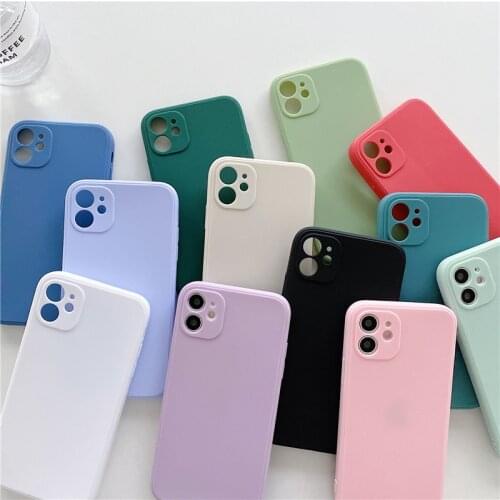 Candy Colors Phone Case For iPhone 12 11 Pro XS Max X XR 7 8 6 6s Plus SE 2 12 Mini Fashion Right Angle Matte Soft TPU Case Bags