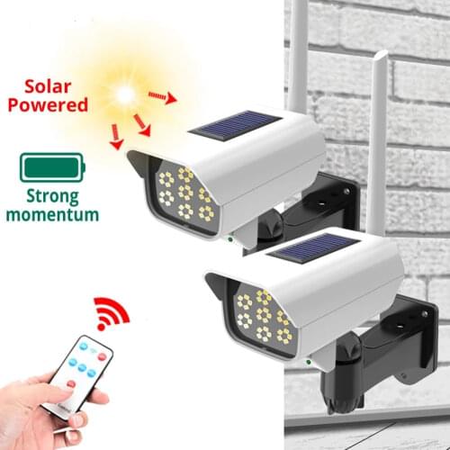 COB Solar Light Motion Sensor Security Dummy Camera Wireless Outdoor Flood Light IP65 Waterproof LED Lamp for Home Garden