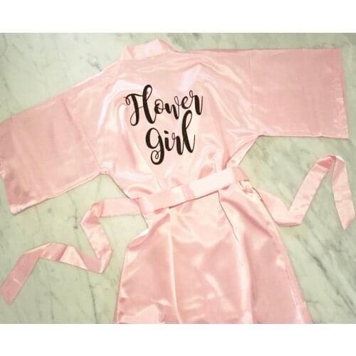 Personalised flower girl robe gold satin Bride bathrobe custom monogram names brithday dress robe,maid of honor kimono sleepwear