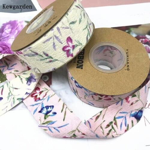 Kewgarden DIY Make Hairbow Accessories Printed Floral Ribbon Handmade Sewing Carfts Gift Packing 10mm 25mm 40mm 1.5" 1" 10 Yards
