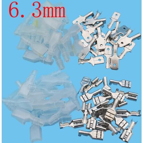 10Set 6.3mm Male Female Spade Crimp Terminals Connector Splice Wire Electrical Cable Crimp Terminal Block with Insulating Sleeve