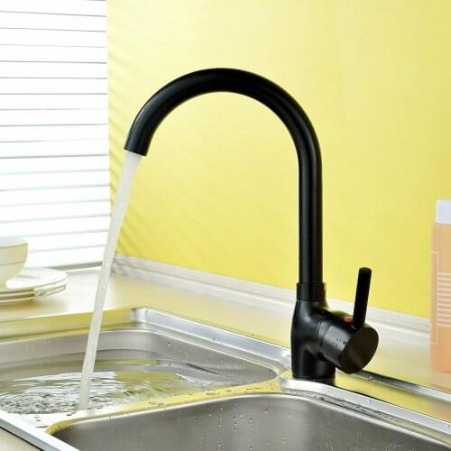 Matte Black White Chrome Kitchen Deck Mixer Tap Single Lever Swivel Spout