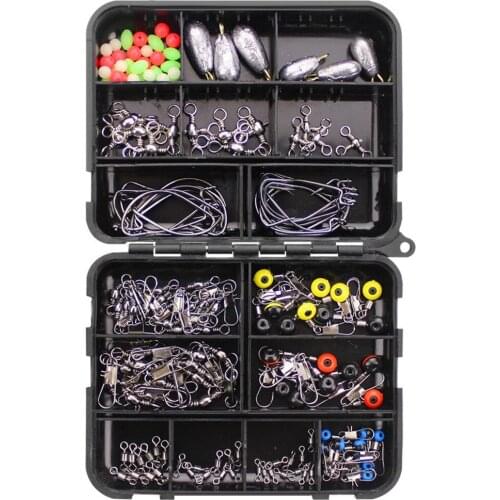 160pcs Fishing Accessories Kit Set with Fishing Tackle Box Fishing Kit Crank Hooks Plumbers Connectors Complete Categories