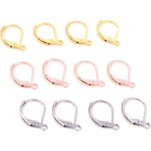 Never Fade 15*10mm 30pcs/Lot 316 Stainless Steel Gold Plated High Quality Earring Hooks Wire Settings Base Settings Whole Sale