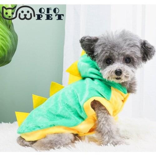 New Winter Dog Clothes Cute Small Dog Bow Puppy Coat Diamond Qulited Fleece Lined Winter Warm Pet Hoodie Jacket Dinosaur Goods