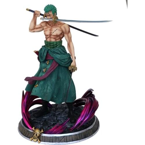 NEW Anime Anime One Piece GK Zoro with 2 Heads PVC Action Figures Collection Model Toys 37cm