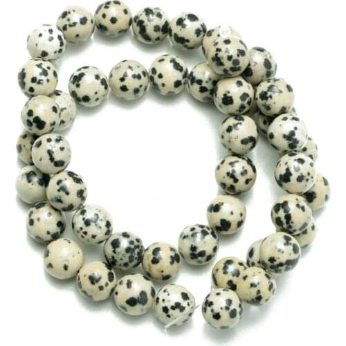 Wholesale Natural Stone Dalmation Jaspers Spot Beads Round Loose Beads 4 6 8 10 12mm Needlework DIY Necklace Bracelet