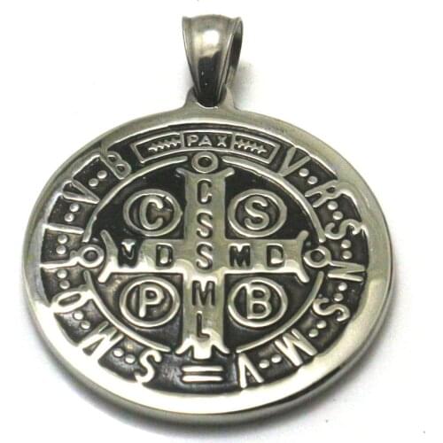 35mm 316L Stainless Steel Saint Benedict of Nursia CSPB CSSML NDSMD Christianity Catholic Church Jesus Exorcism Pendant