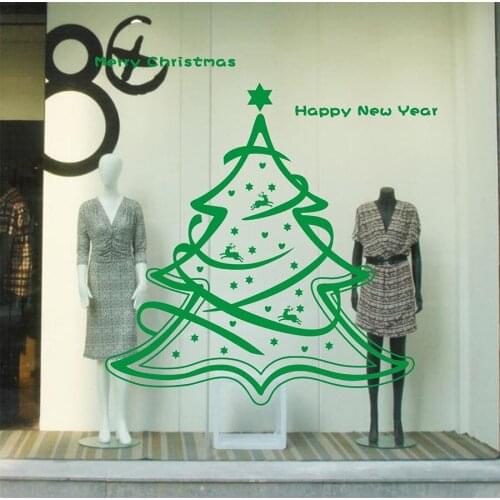 MERRY christmas tree Milu Removable Home Vinyl Window Wall Stickers Decal decor Happy New Year Deer Love Snow Wall Decal 58x59CM