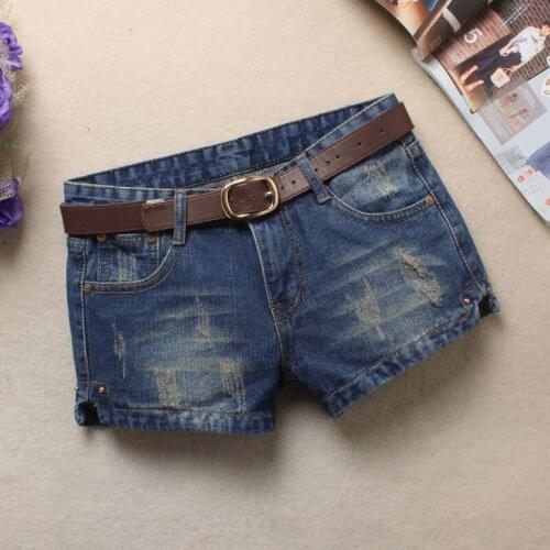 New 2021 Fashion Women Summer Casual Ripped Hole Denim Shorts Jeans Mid Waisted Short Push Up Skinny Slim Short Feminino