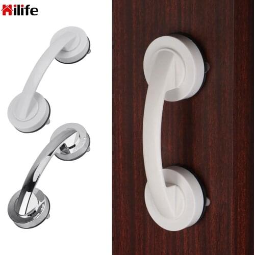 Bathtub Glass Door with Suction Cup No Drilling Shower Handle Offers Safe Grip Anti-slip Handrail for Safety Grab in Bathroom