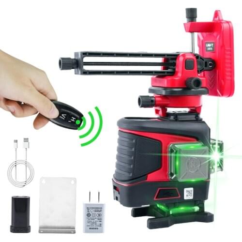 UNI-T&A-BF GL121LD 12 Lines 3D Green Laser Level Horizontal And Vertical Cross Lines With Auto Self-Leveling Indoors Outdoors